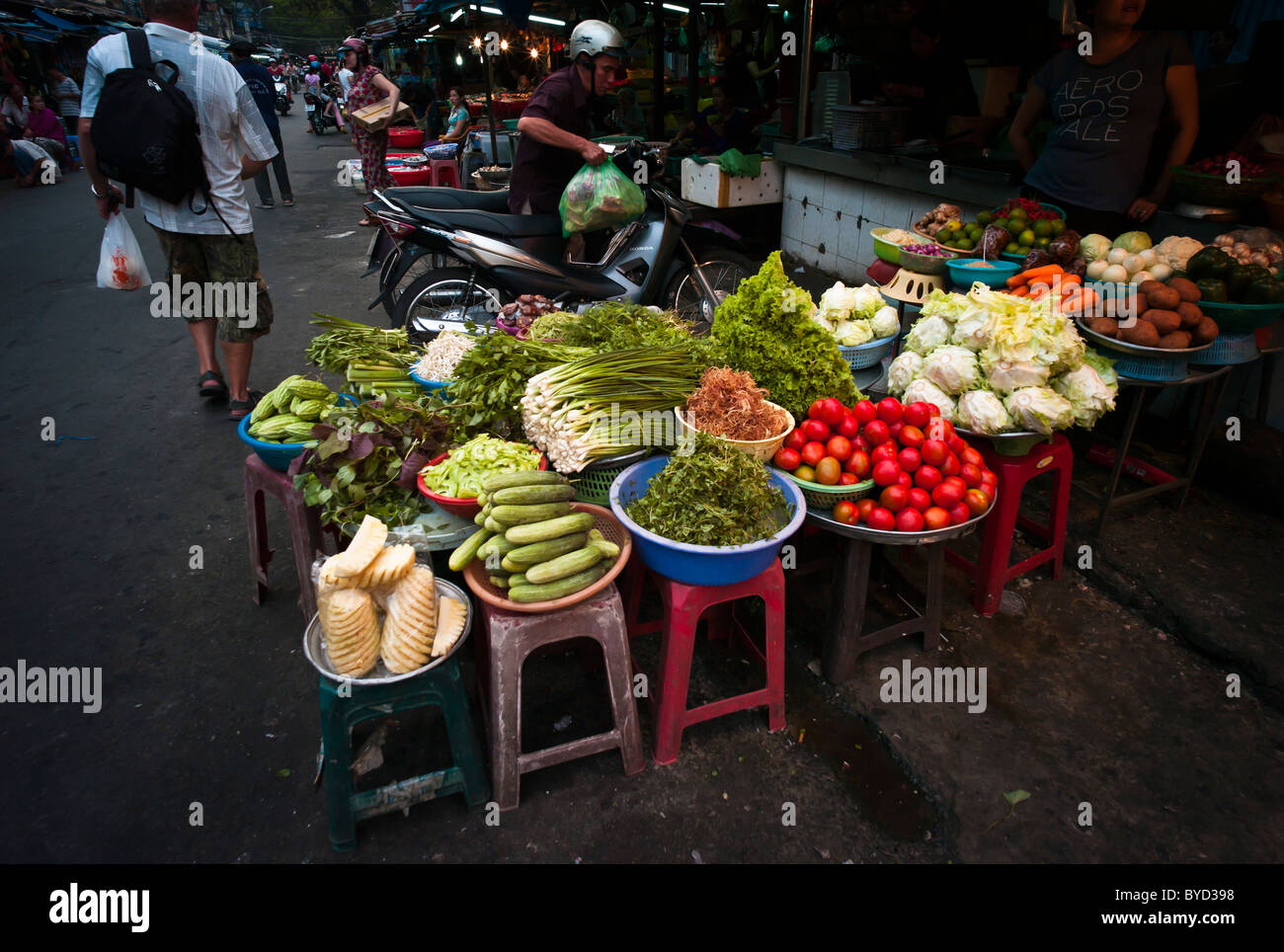 Vegetables in a Street Market, Ho chi Minh City or Siagon, Vietnam Stock Photo