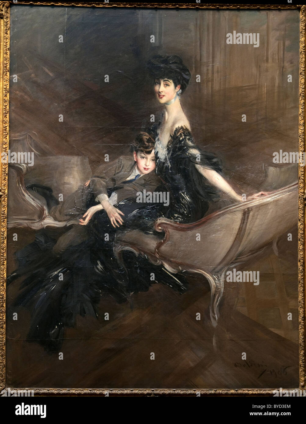 Consuelo Vanderbilt (1876–1964), Duchess of Marlborough, and Her Son,...1906, by Giovanni Boldini Stock Photo