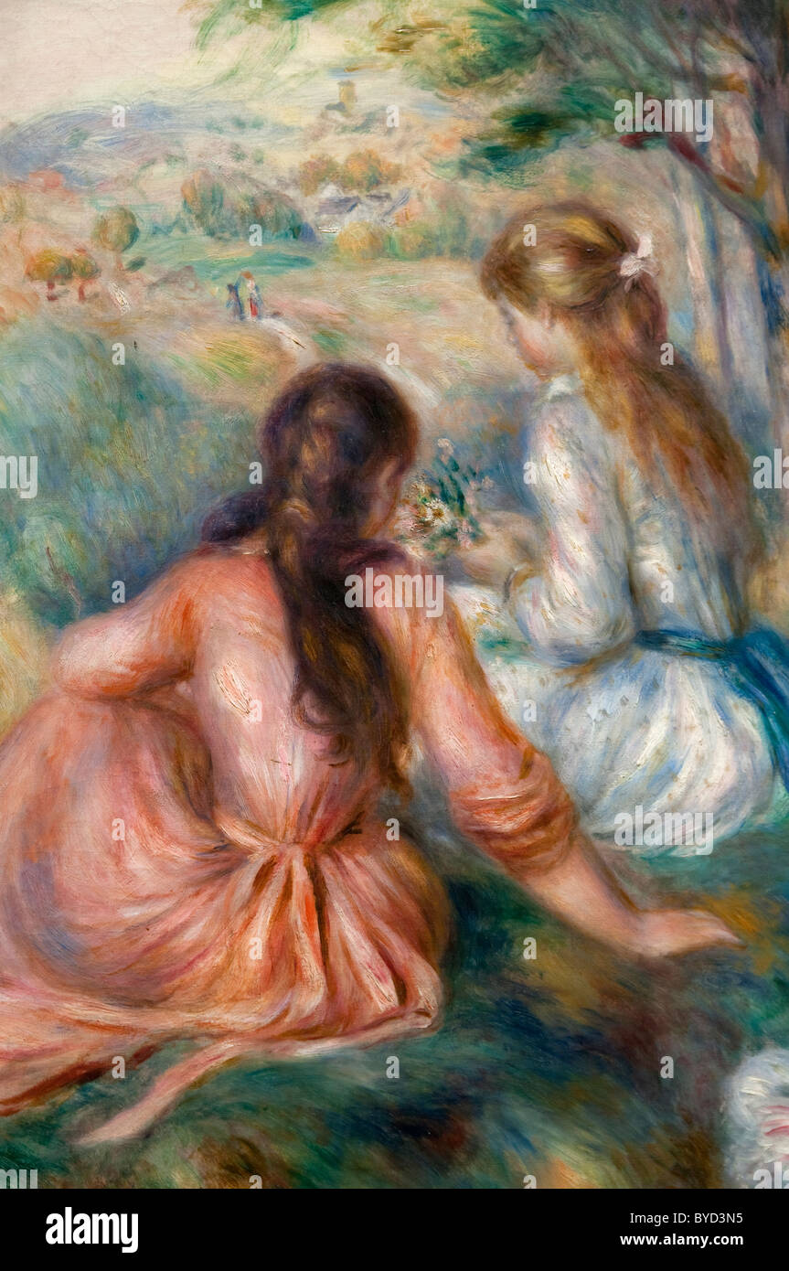 Detail: In the Meadow, 1888–92, by Auguste Renoir, Stock Photo