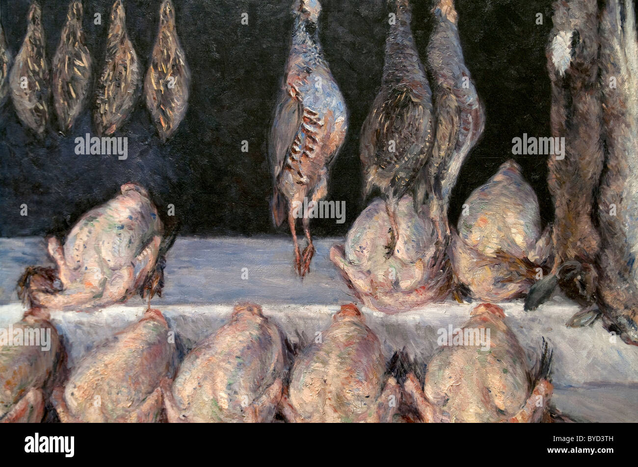 Detail: Display of Chickens and Game Birds, ca. 1882, by Gustave Caillebotte, Stock Photo
