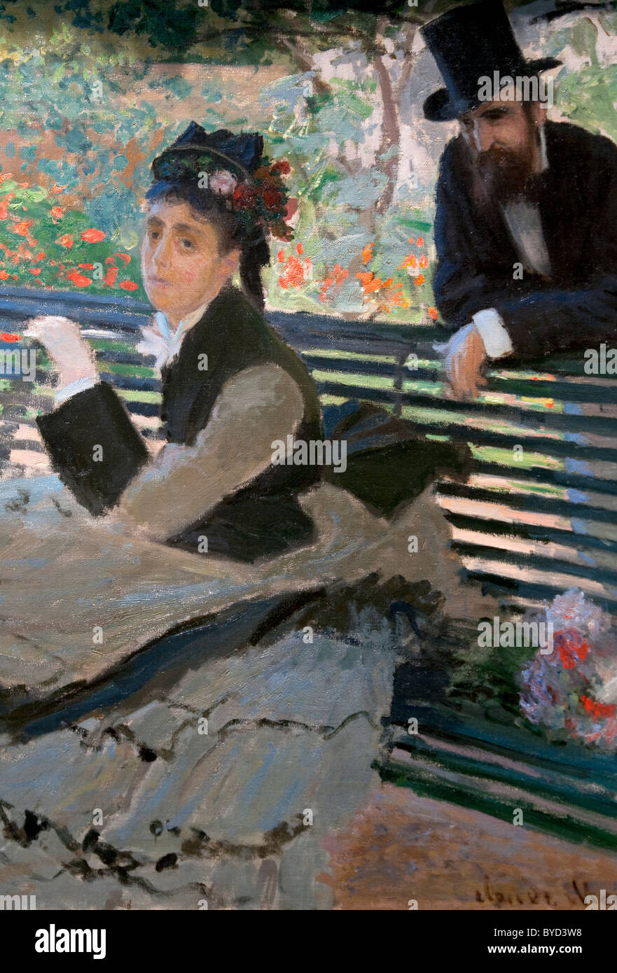 Detail: Camille Monet (1847–1879) on a Garden Bench, 1873, by Claude ...