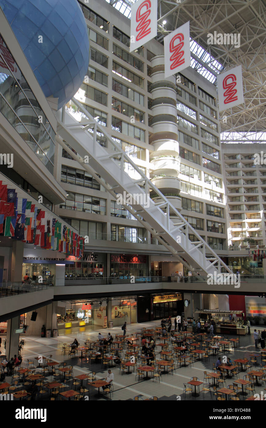 Atlanta Georgia,CNN Center,Cable News Network,television news,media,world headquarters,inside interior,CNN Studio Tour,atrium,food court plaza,GA10100 Stock Photo