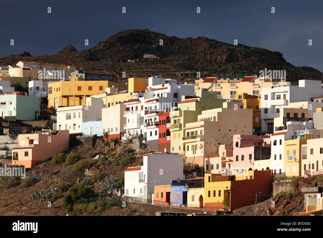 Colourful houses on the outskirts of San Sebastian de La Gomera, Canary Islands, Spain, Europe Stock Photo