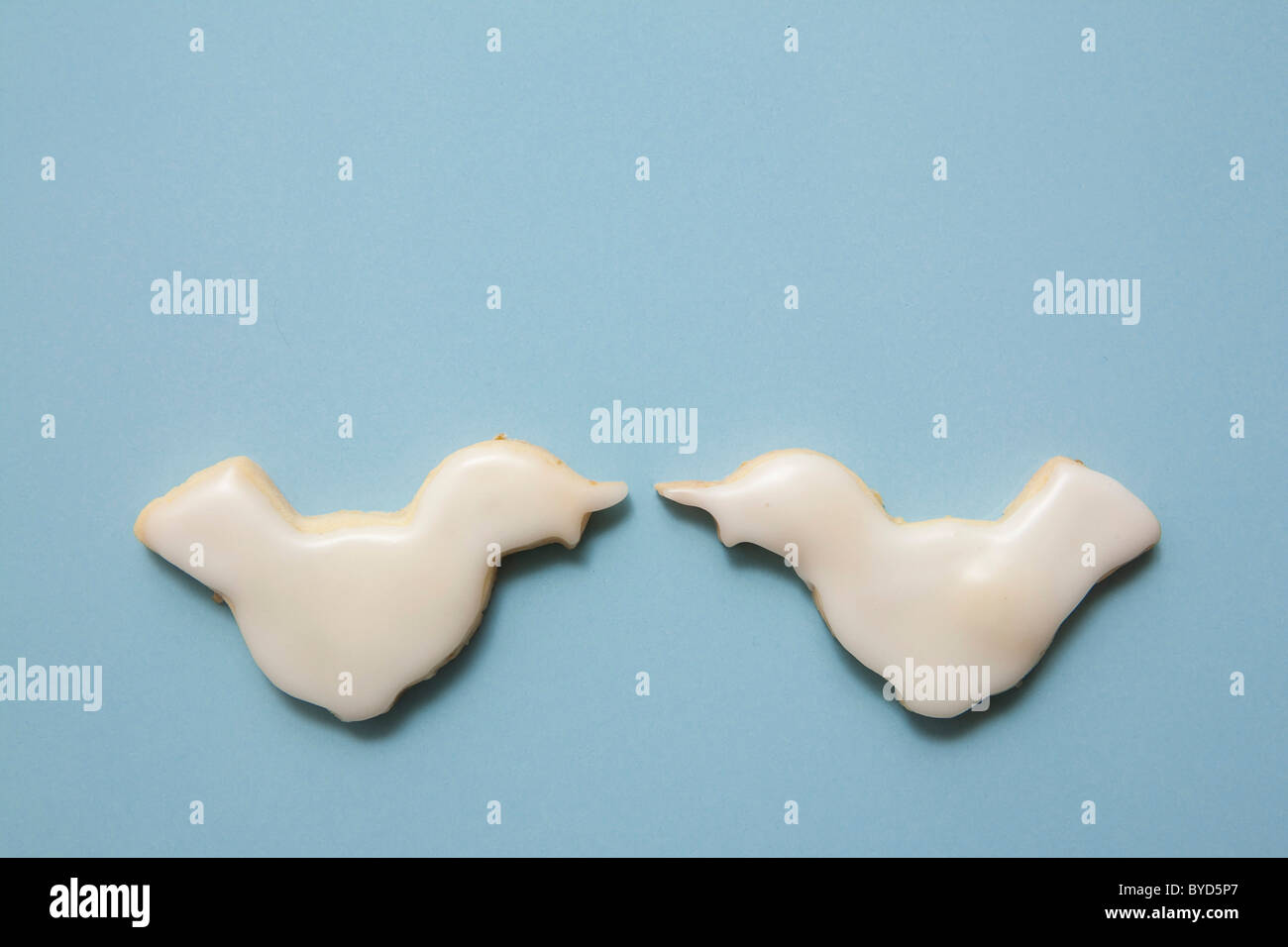 Two white bird biscuits, love Stock Photo