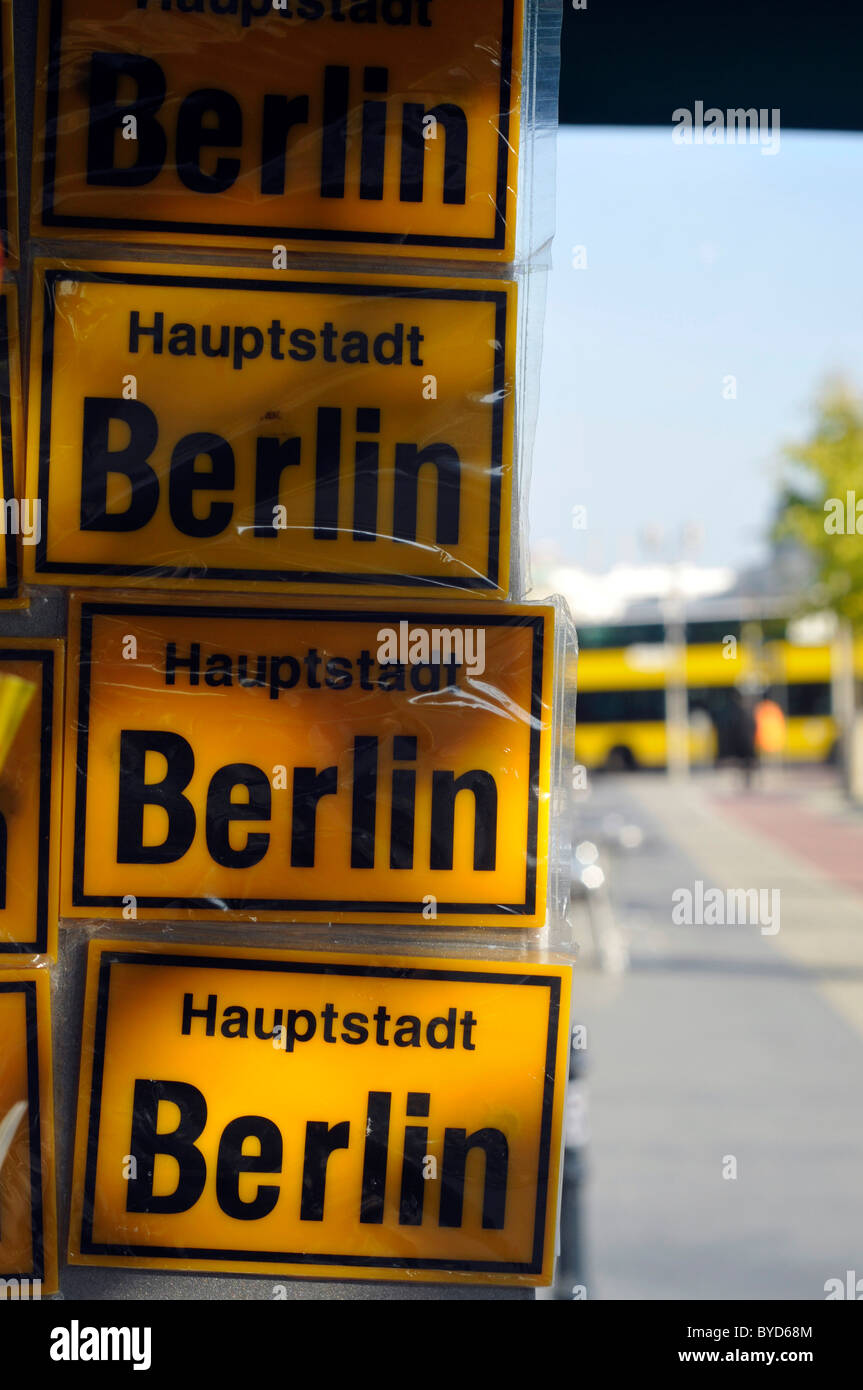 Hauptstadt Berlin stickers, Berlin, Germany, Europe Stock Photo