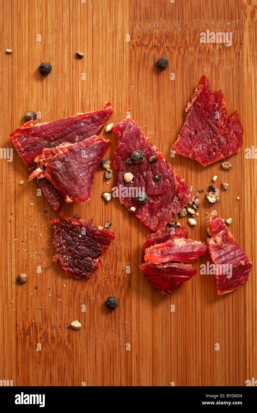 Dried meat, beef jerky Stock Photo Alamy