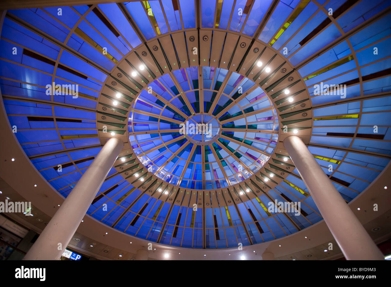 Glass ceiling, rose window and light installation, Ringstrassenpalais, Vienna, Austria, Europe Stock Photo