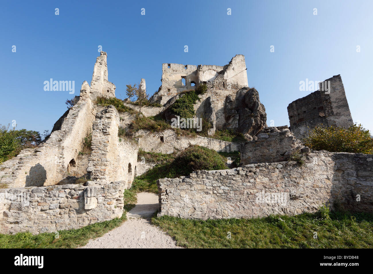 Burgruine Duernstein castle ruins, Wachau, Waldviertel, Niederoesterreich, Oesterreich, Europa Stock Photo