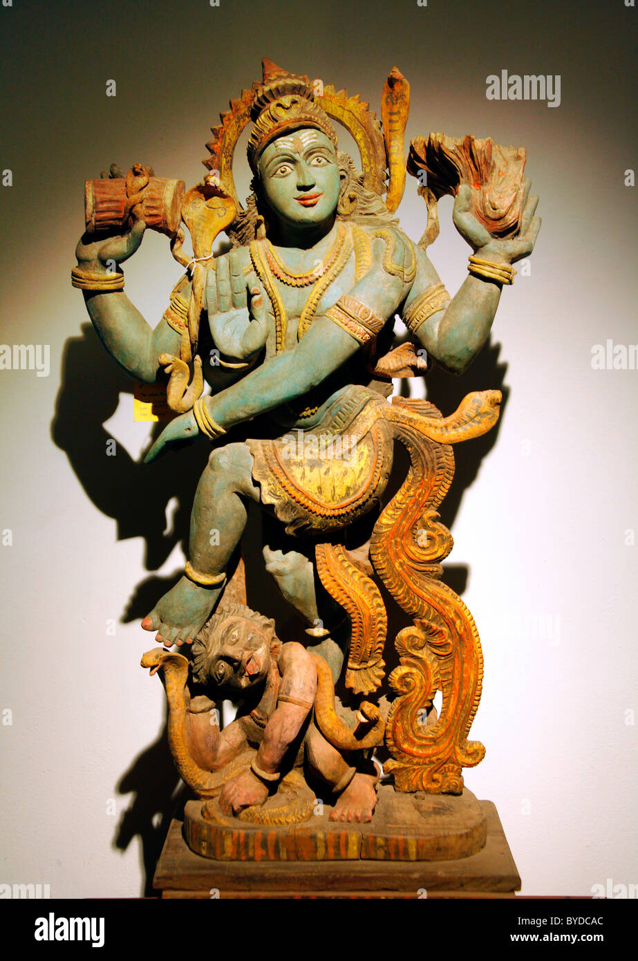 Figure of a goddess made of wood, Ochanathuruthu, Kerala, India, Asia Stock Photo
