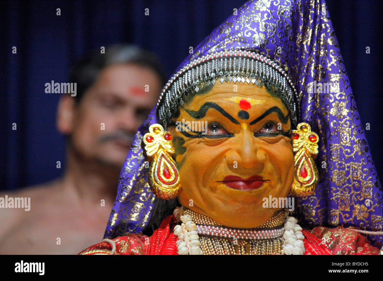 Kathakali, a classical Indian dance-drama, temple dance, Kerala Kathakali Centre, Kochi, Fort Cochin district, Ernakulam region Stock Photo