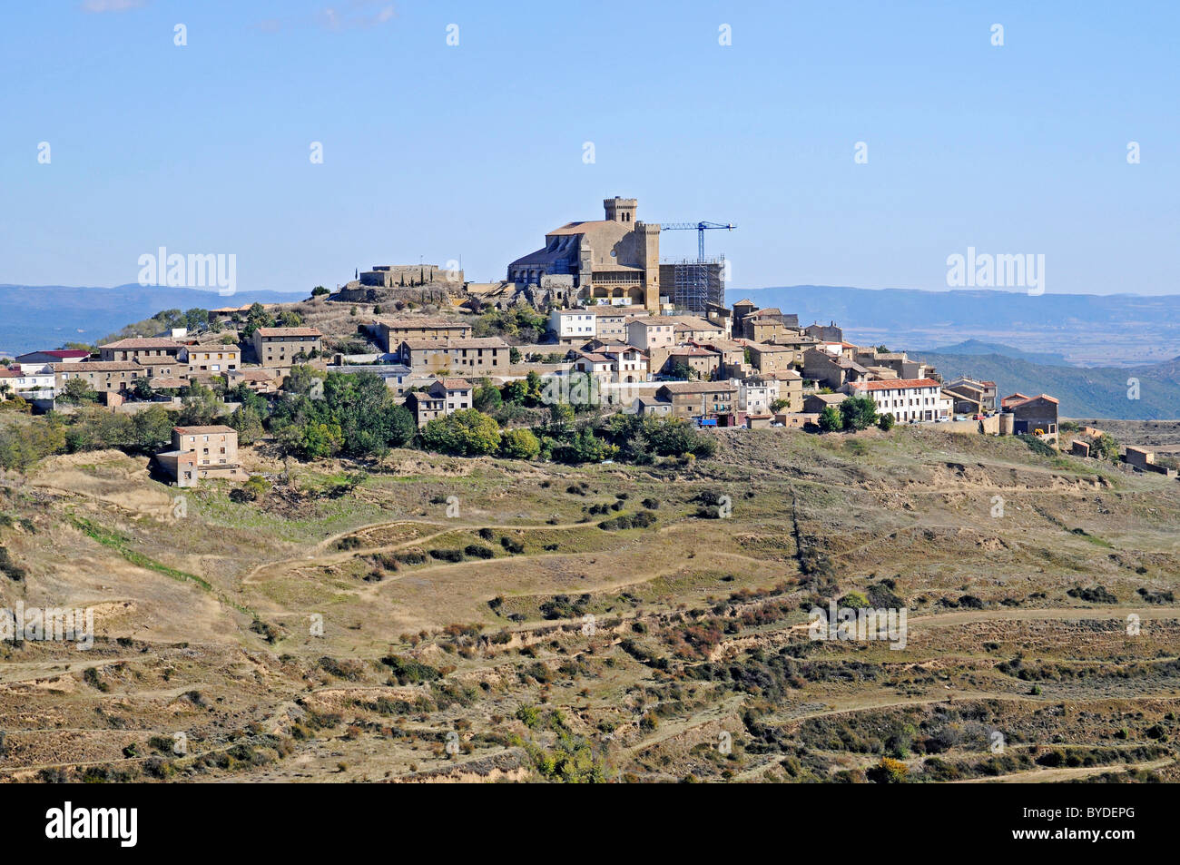 Ujue, mountain village, mountain scenery, Pamplona, Navarra, Spain, Europe Stock Photo
