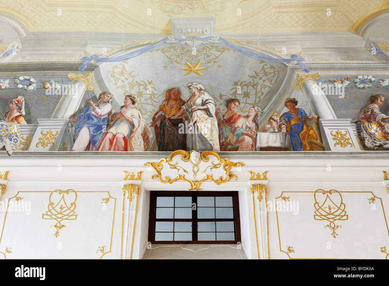 Ceiling fresco, Wedding at Cana by Johann Rudolf Byss and Johann Baptist Byss in Altmanni Hall in the Imperial Wing Stock Photo