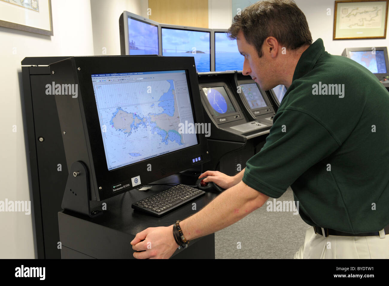 ECDIS Electronic Chart Display and Information System training centre at Fareham, Hampshire, England Stock Photo
