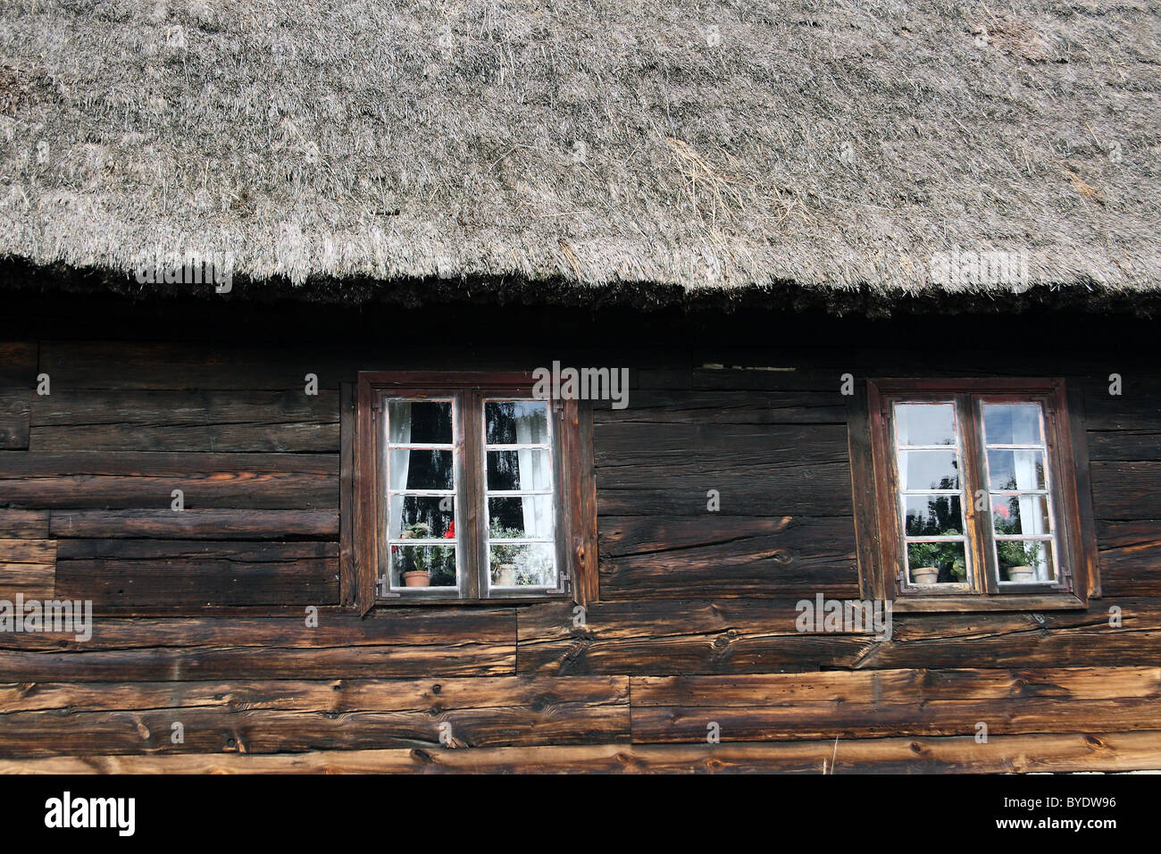 Kasubian region heritage park in Wdzydze Kiszewskie, Poland. Wooden architecture and culture of Kashubia and Kociewie from XVII Stock Photo