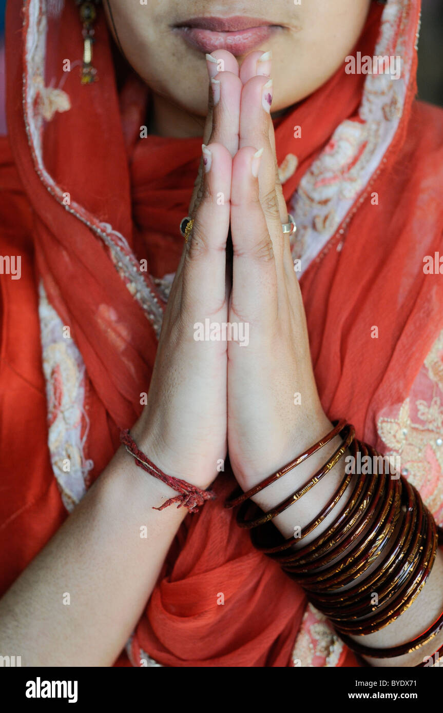 hands praying sikh Stock Photo