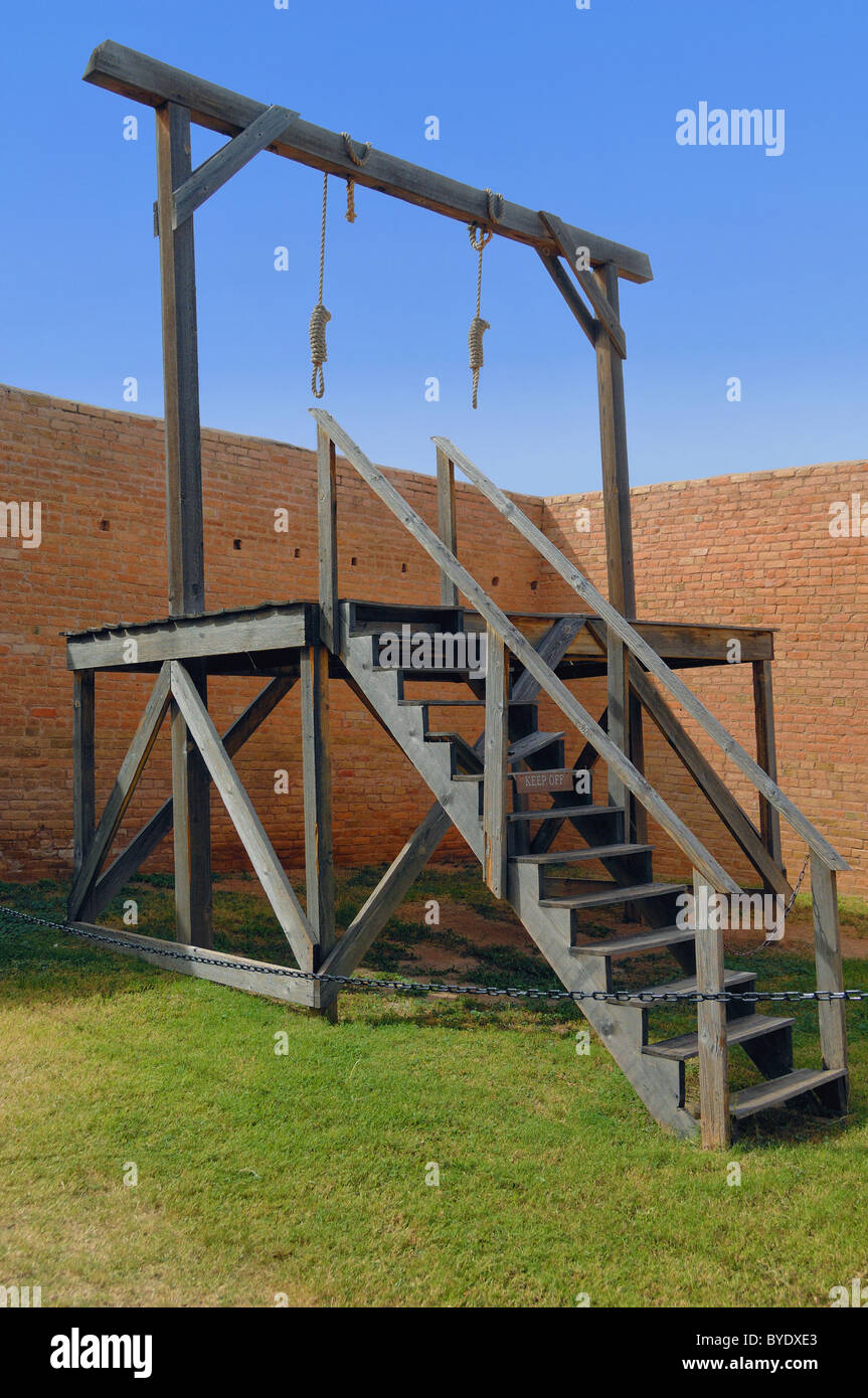 The gallows at Tombstone City Courthouse, Arizona, USA. This a reconstructed  gallows, original burned in 1912. Stock Photo