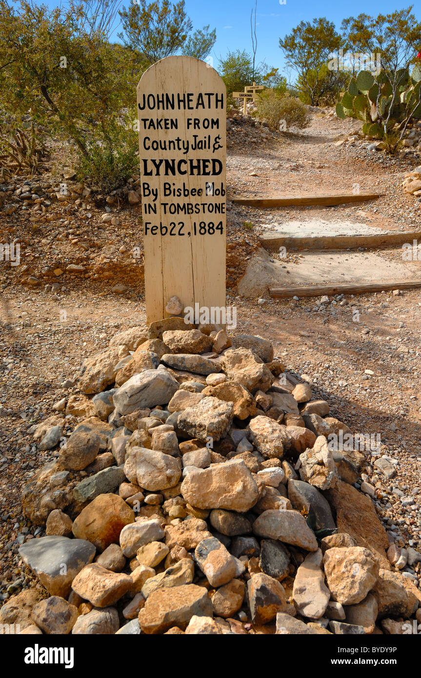 Burial place of John Heath at Boothill Graveyard, Tombstone City, Arizona, United States of America Stock Photo