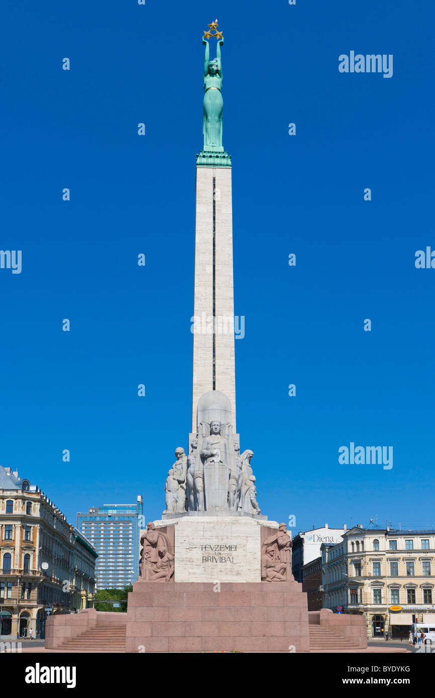 Brivibas Piemineklis, The Freedom Monument, by Karlis Zale, Brivibas Bulvaris, Brivibas Boulevard, Riga, Latvia, Northern Europe Stock Photo