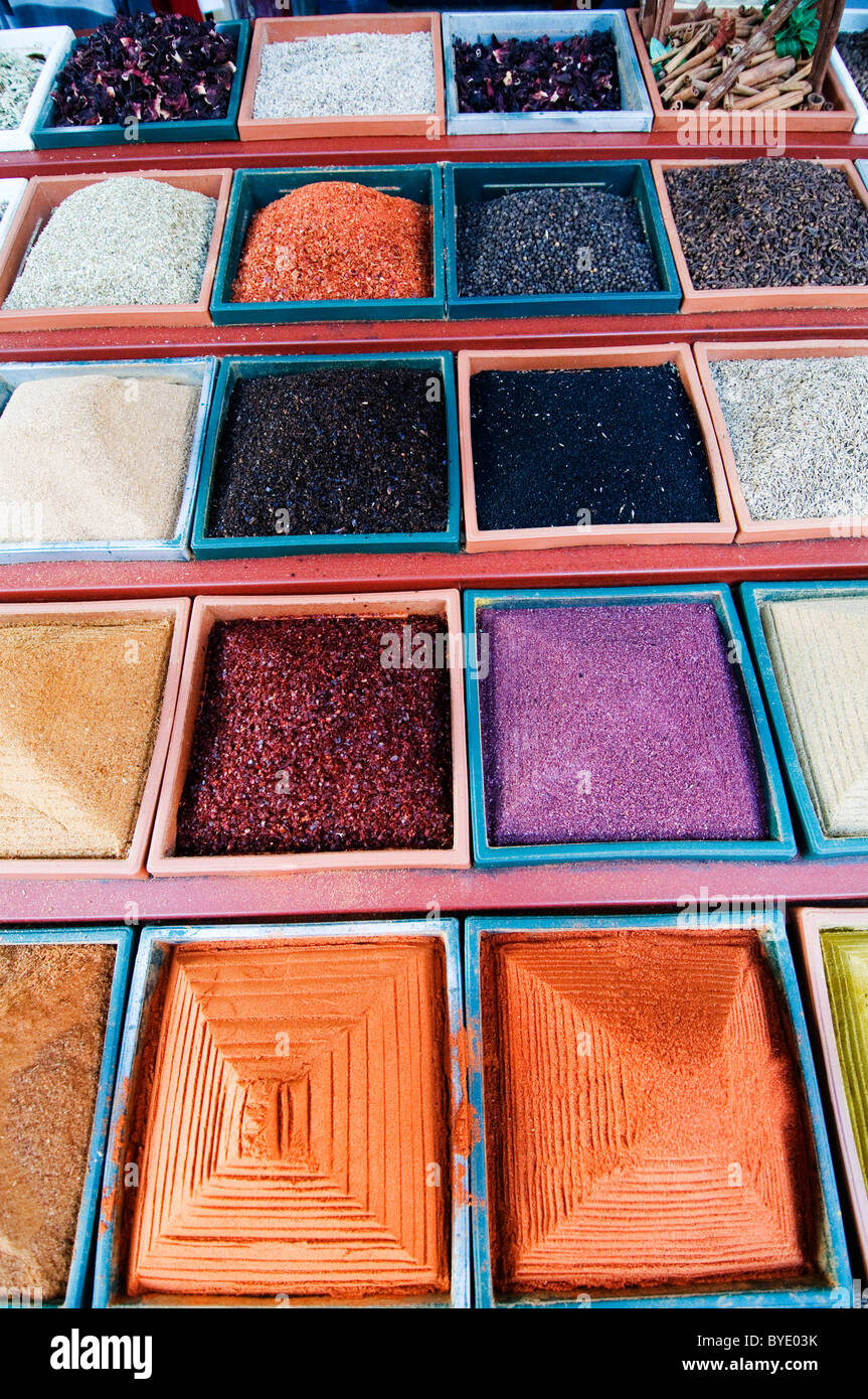spice spices trade trader market stall on brightly coloured colour