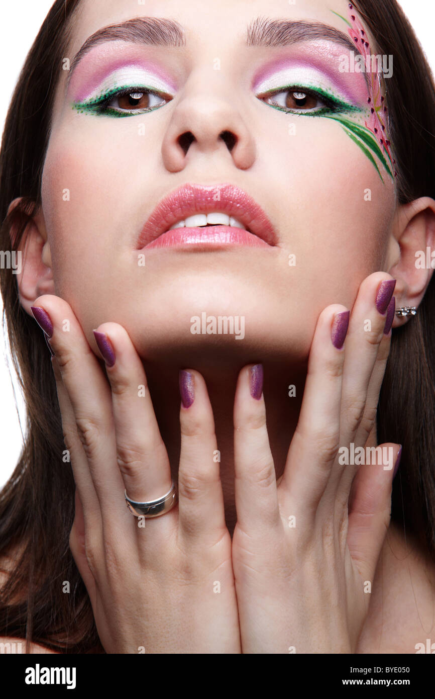 Girl With Violet Fingernails Stock Photo Alamy