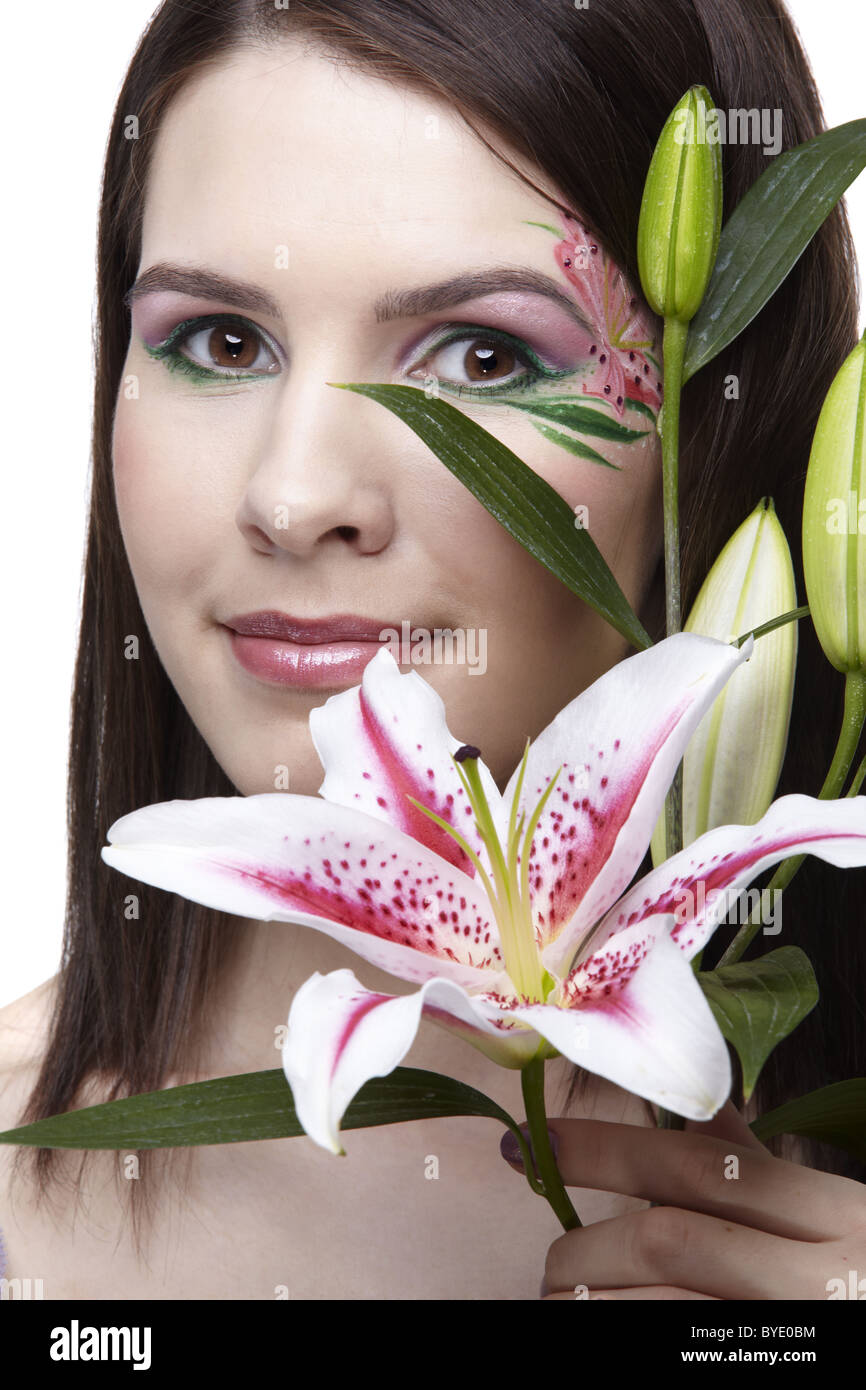 girl with tiger lily Stock Photo Alamy