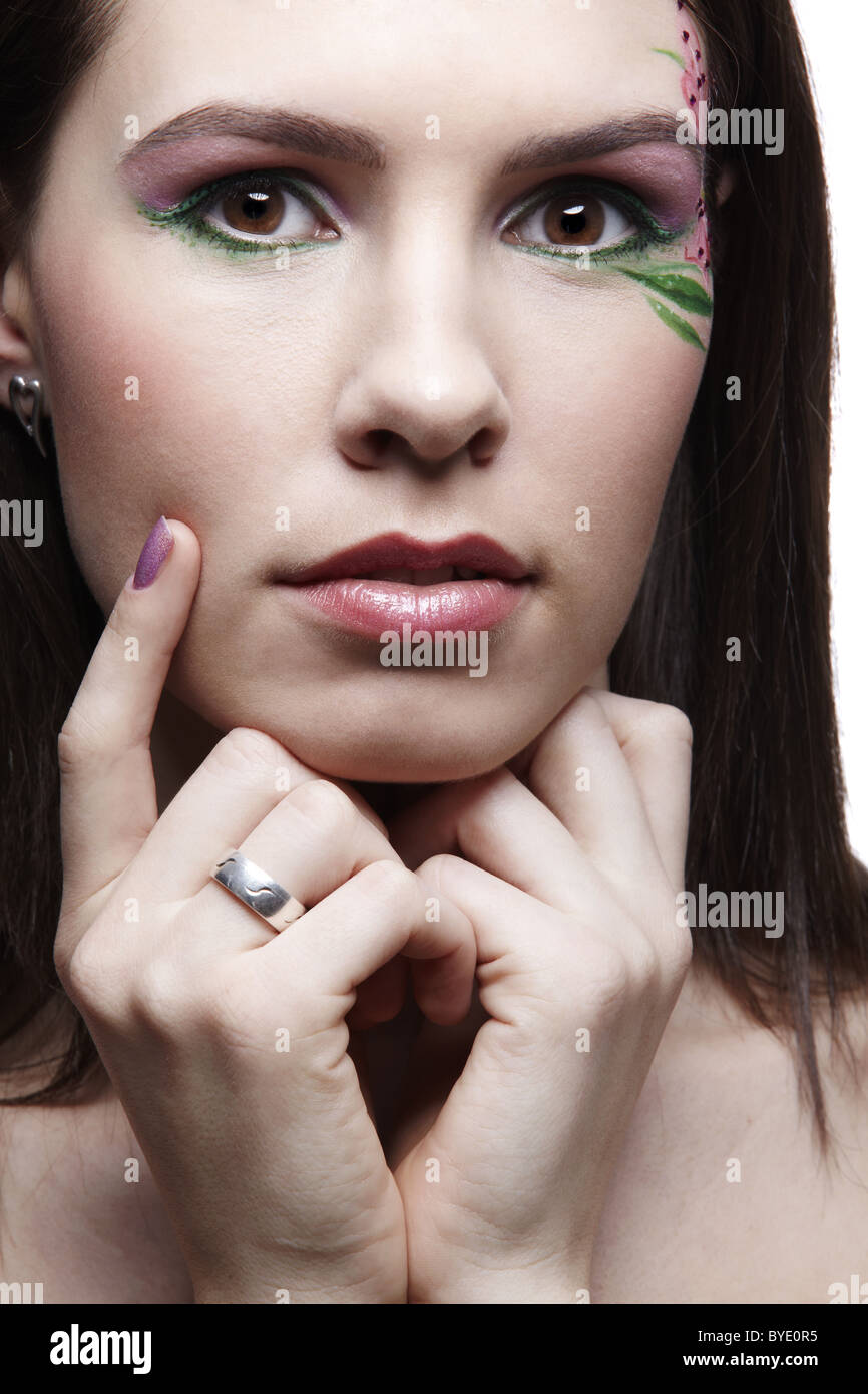 Girl With Violet Fingernails Stock Photo Alamy