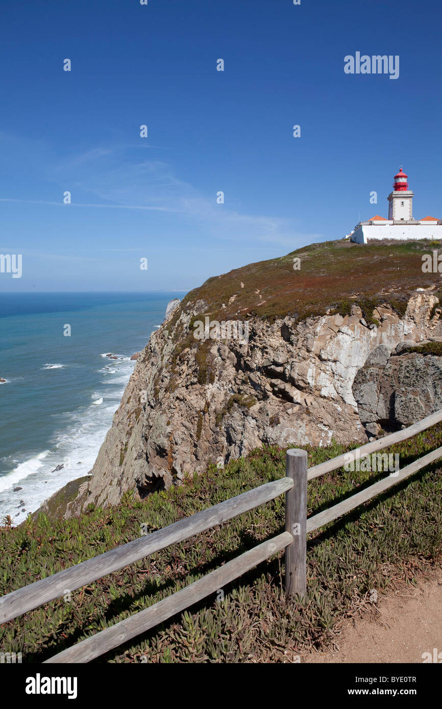 The westernmost point of Europe, Cabo da Roca cape, Sintra, Lisboa region, Portugal, Europe Stock Photo