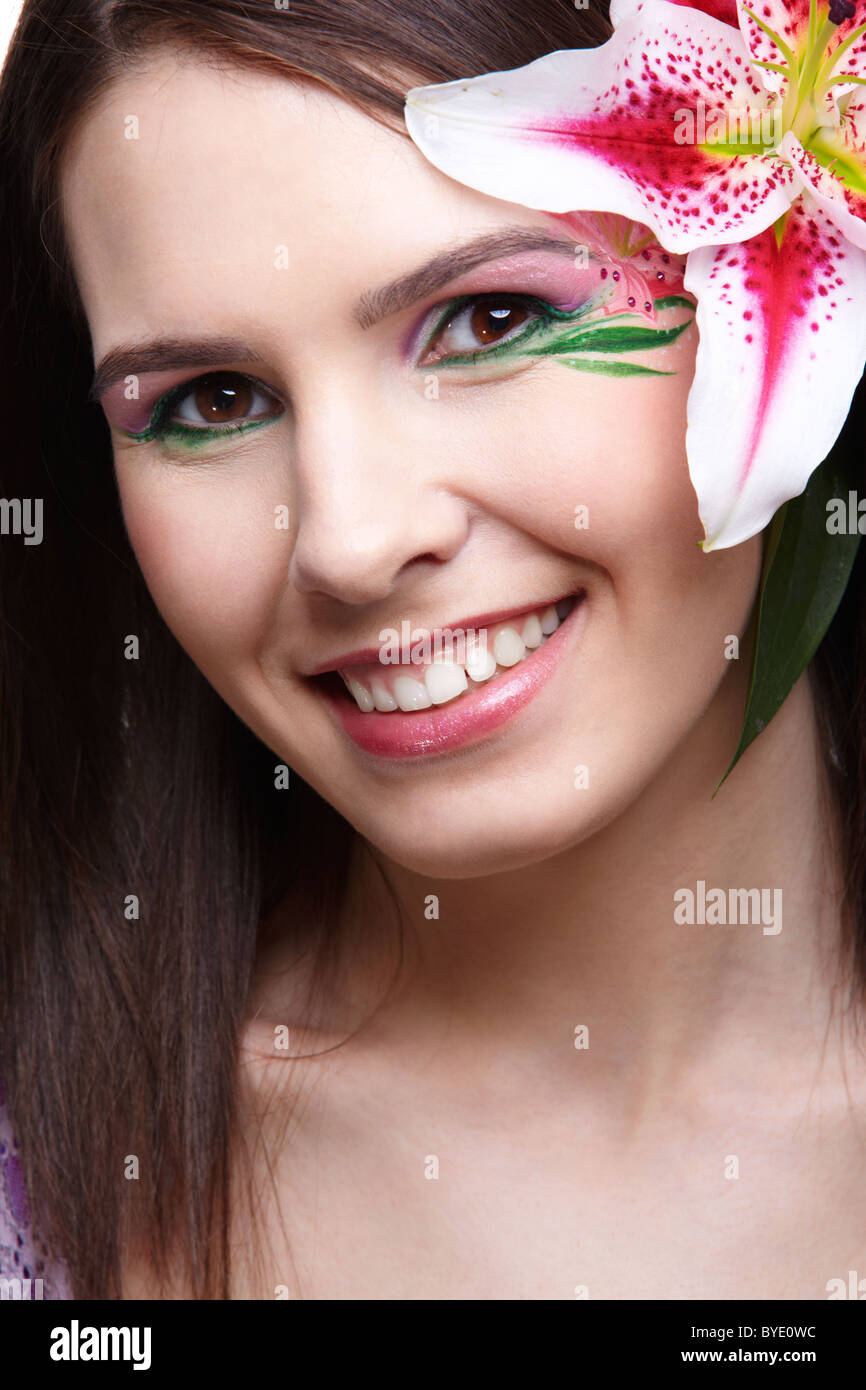 girl with tiger lily Stock Photo Alamy
