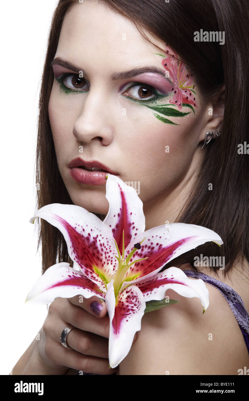 girl with tiger lily Stock Photo Alamy