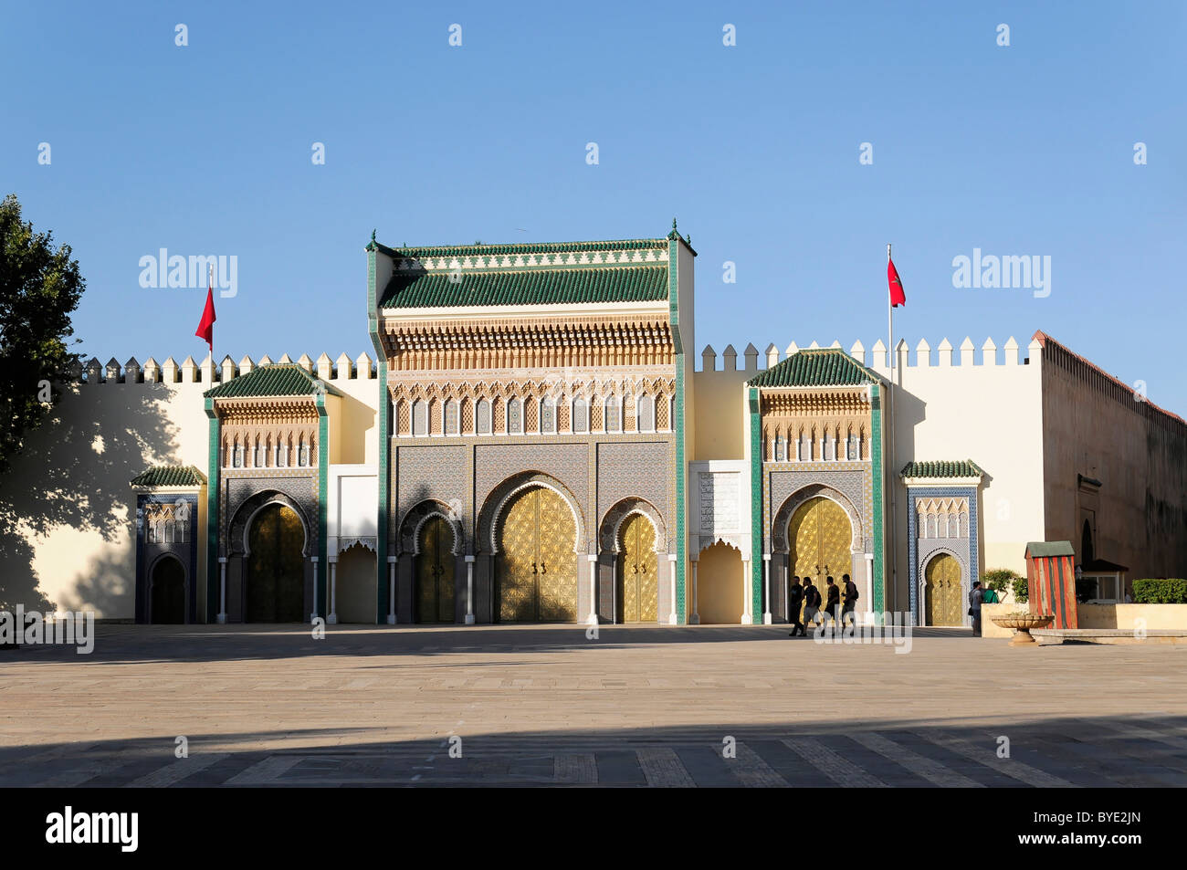 Artfully crafted portal of Dar el-Makhzen or Sultanate Palace of the Alawis, Fes El-Jdid, entrance of the Royal Palace, Morocco Stock Photo