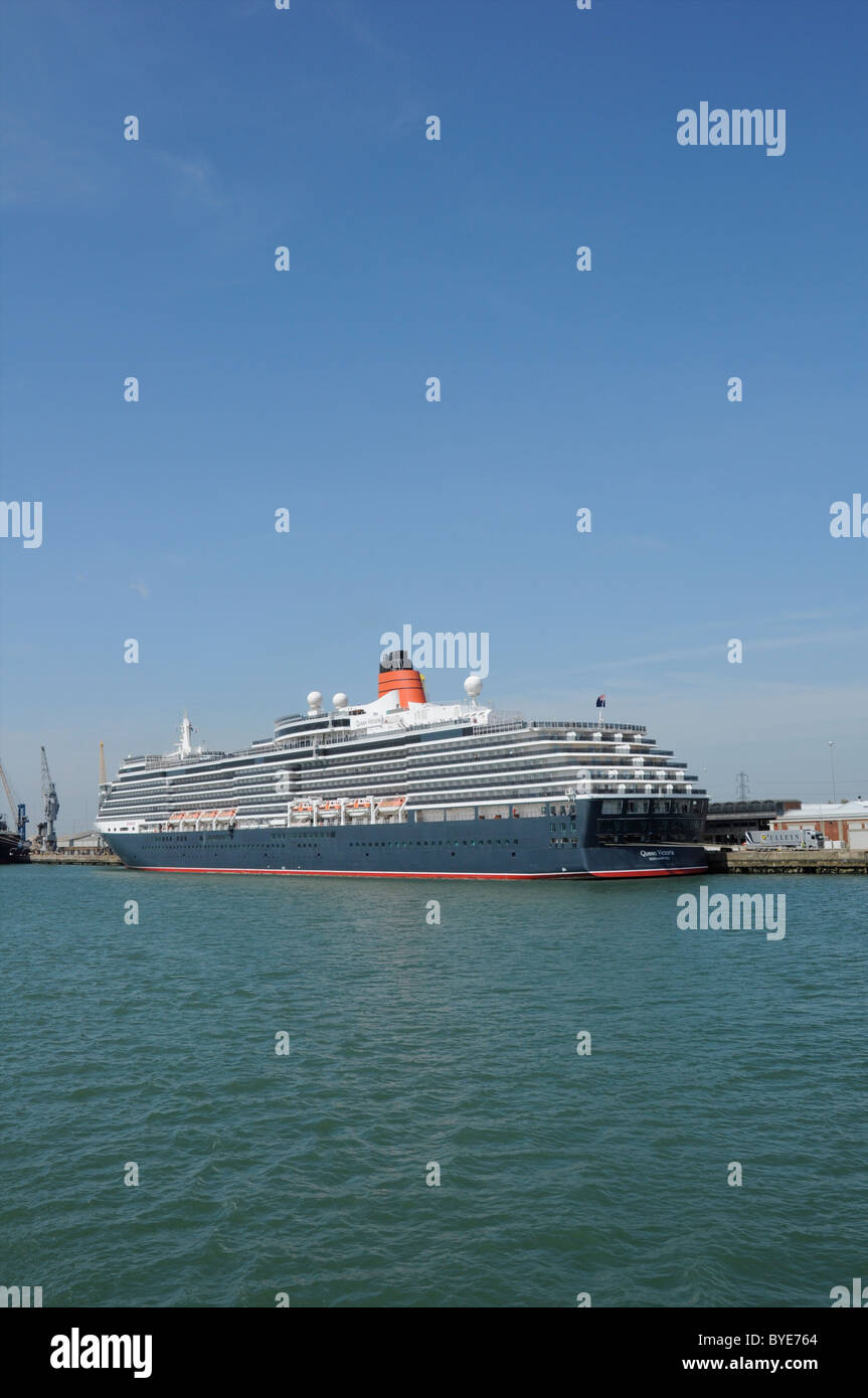 MV Queen Victoria of the Cunard fleet moored at Southampton Docks
