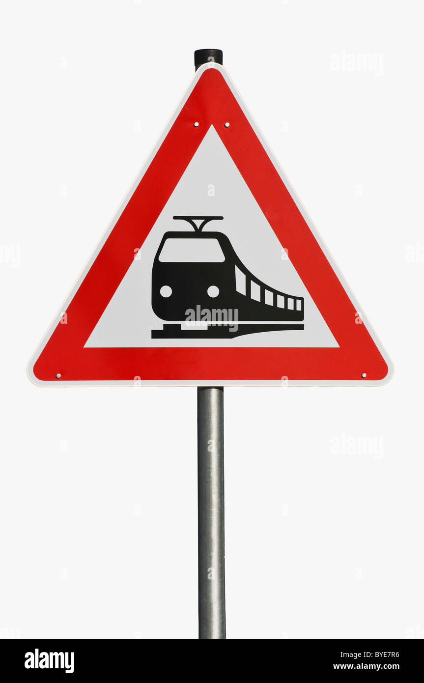 Traffic sign 151, danger sign, unguarded railway crossing Stock Photo