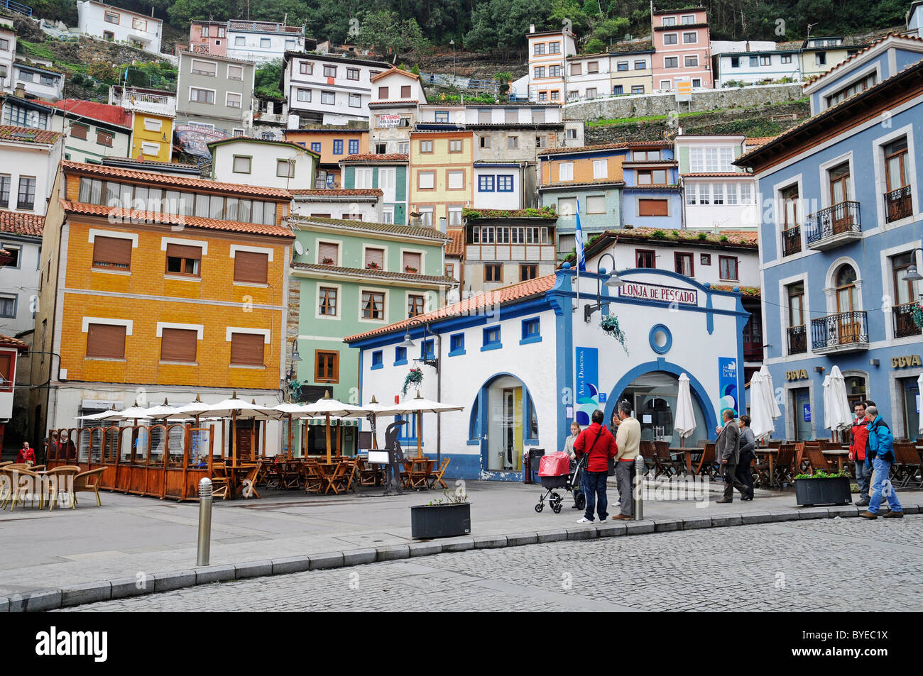 Colourful houses, Cudillero coastal village, Asturias, Spain, Europe