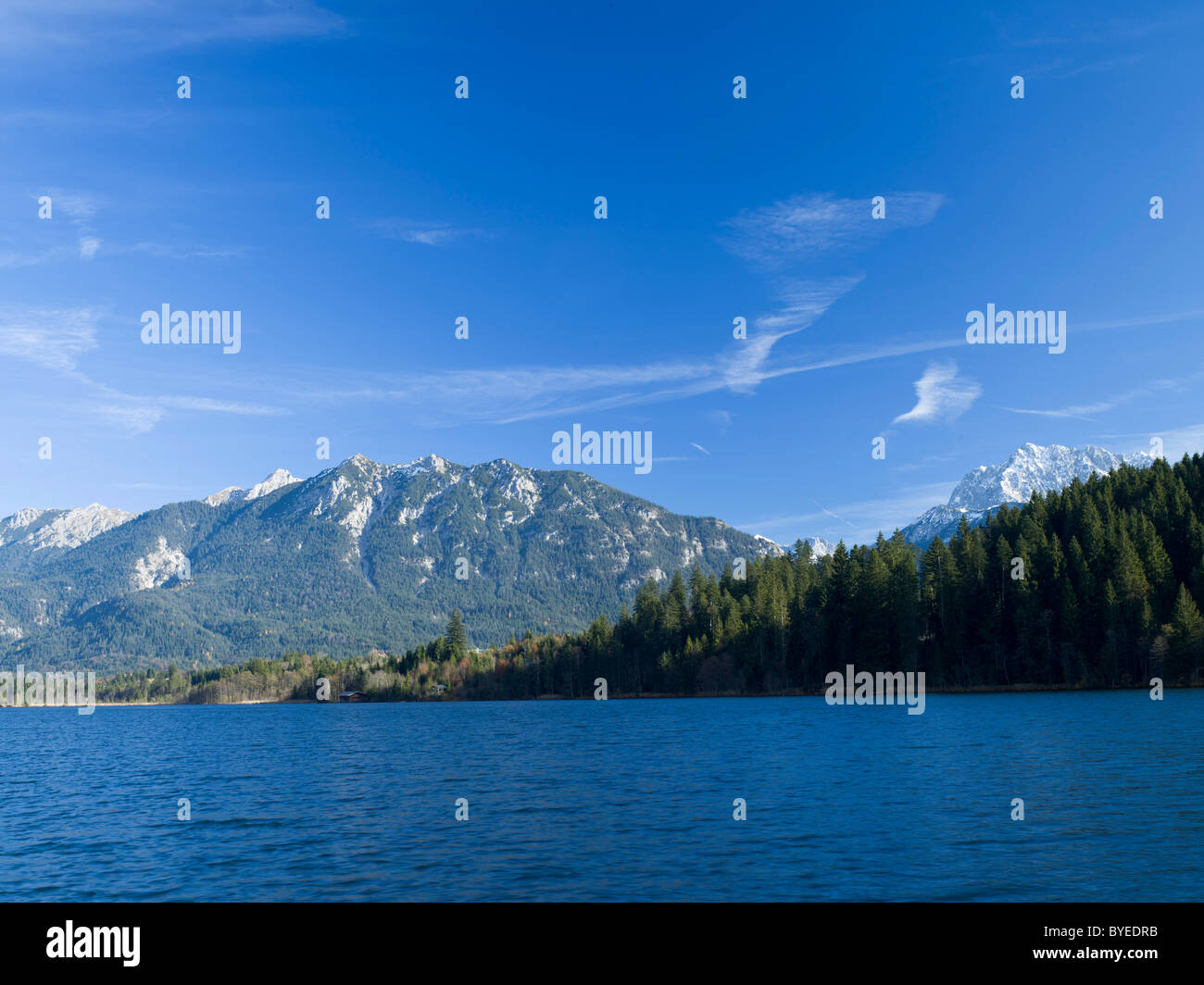 Barmsee lake with the Karwendel mountain range, Bavaria, Germany, Europe Stock Photo