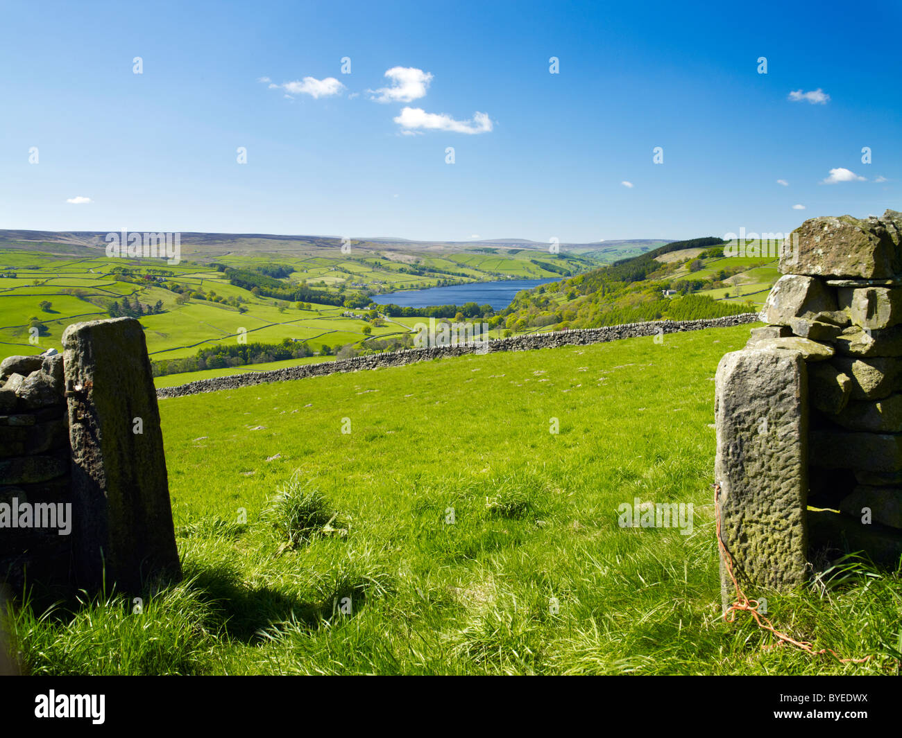 Gouthwaite Reservoir from Silver Hill, Nidderdale, North Yorkshire Stock Photo
