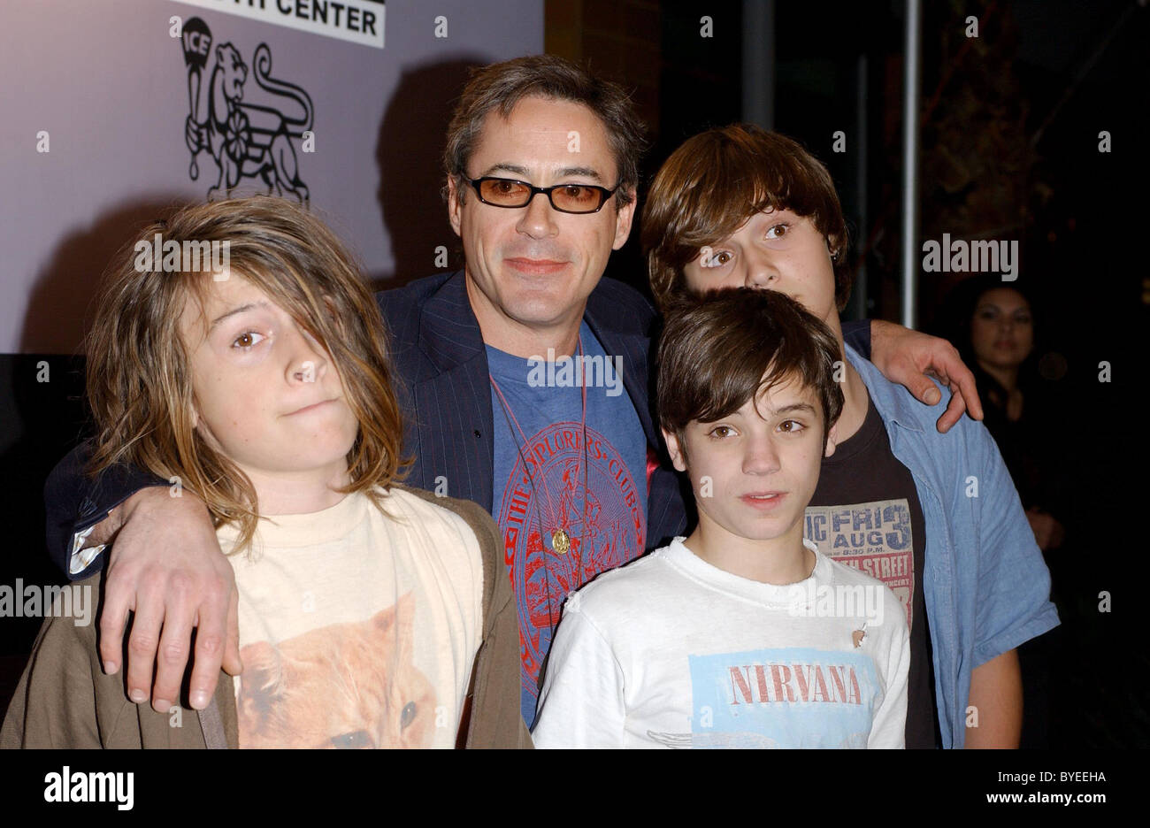 Robert Downey Jr And Son Indio The Boyle Heights Music And Arts Program Launch Held At The Boyle Heights Technology Youth Stock Photo Alamy