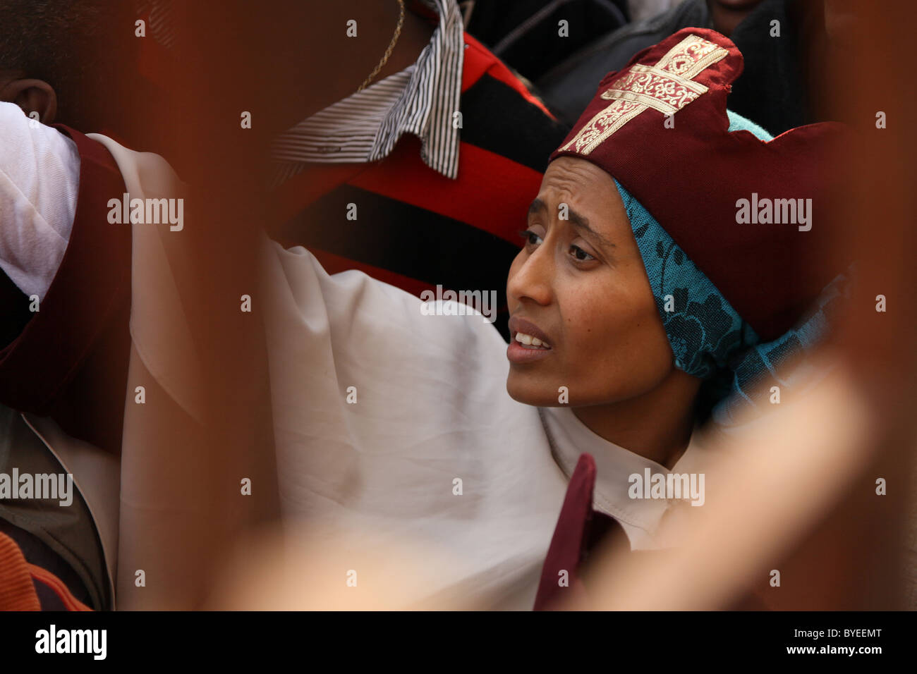 A member of the Eritrean Christian Orthodox community taking part in