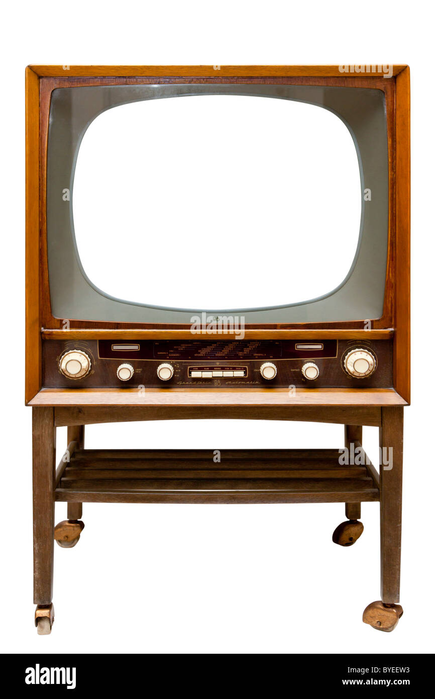 White screen on Bang & Olufsen television set from 1959 Stock Photo