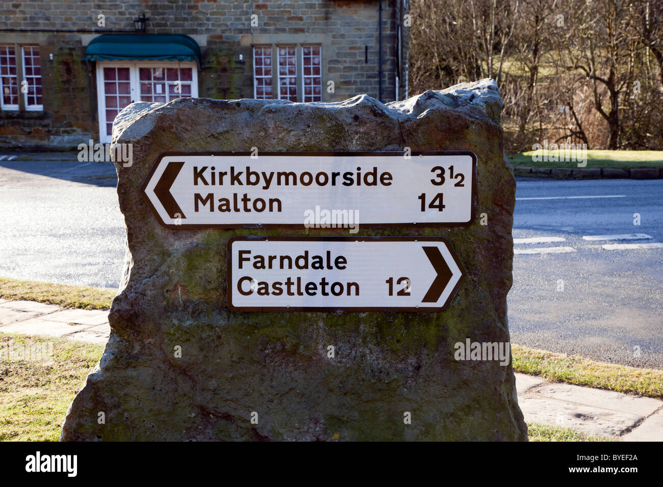 Direction sign Hutton le Hole Village North Yorkshire Stock Photo