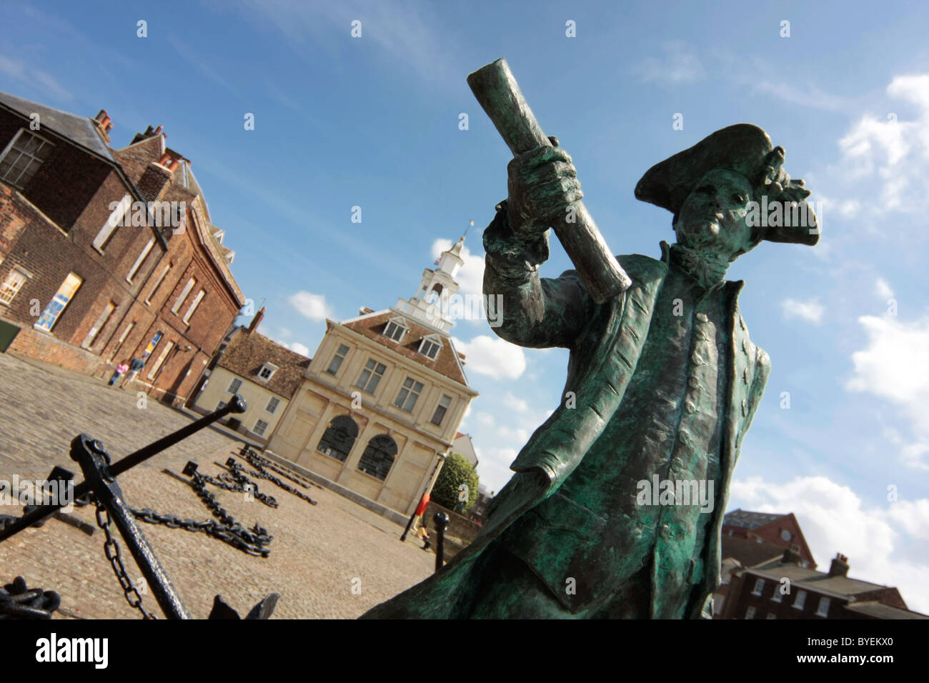 Statue of Captain George Vancouver (1757-1798) in front of the Custom ...