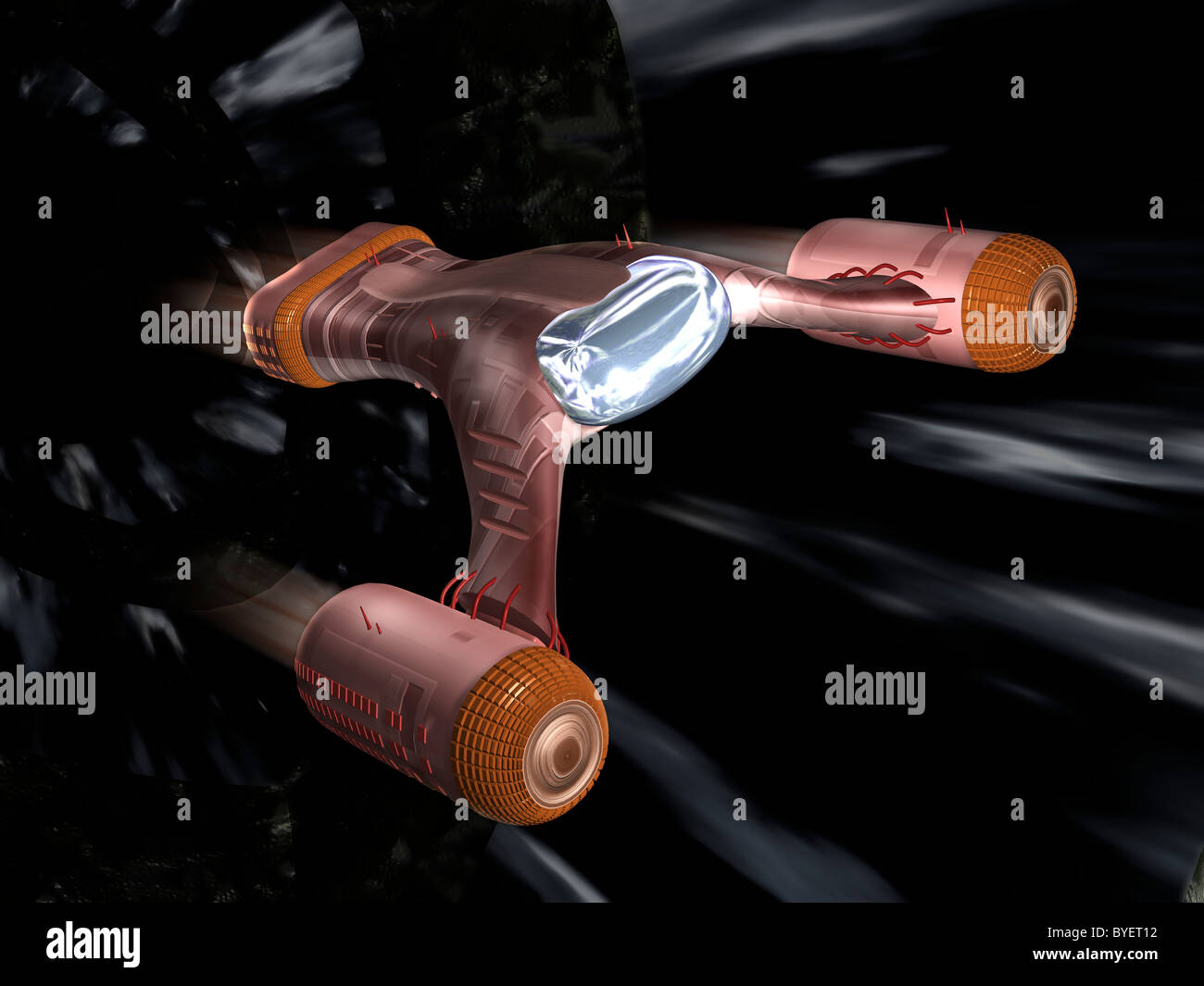 It's a spaceship very fast with powerful engines in space Stock Photo -  Alamy