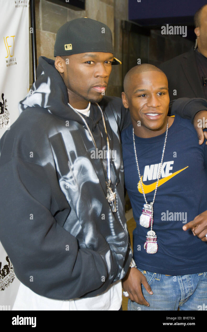 Floyd Mayweather and 50 Cent at Jet nightclub at The Mirage Hotel and  Casino for Floyd Mayweather's 30th birthday celebrations Stock Photo - Alamy