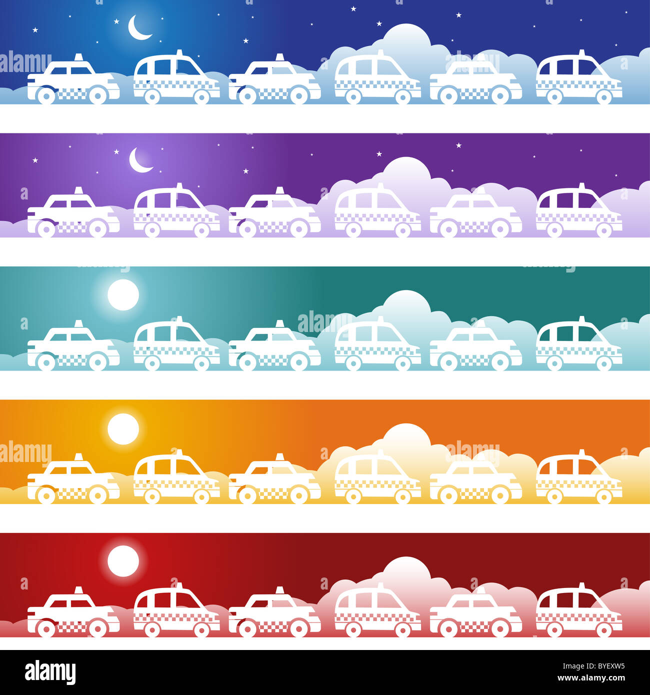 Cab Roster Backgrounds Set of images with multiple taxi cabs with day/night background Stock ...