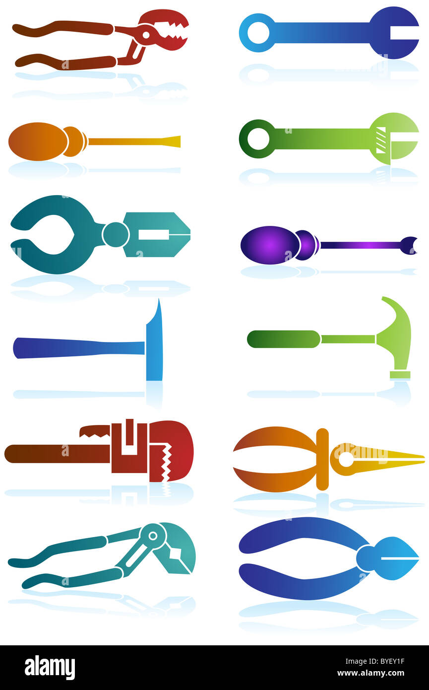 Set of 12 tools icons Stock Photo - Alamy