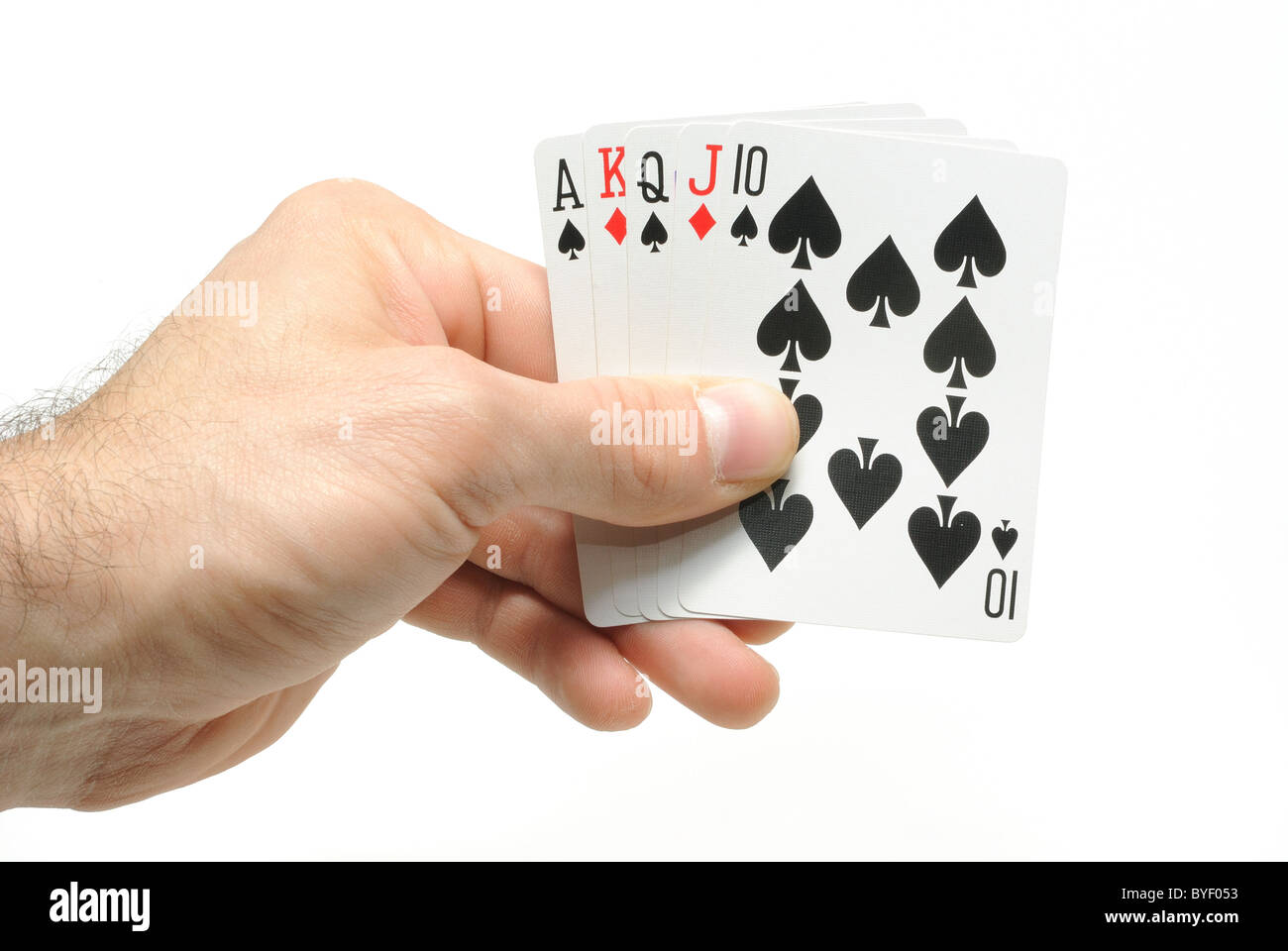 Full House in a hand isolated on a white background. Stock Photo