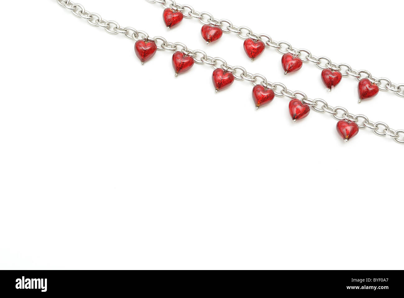 Heart Jewelry isolated on white with copy space Stock Photo