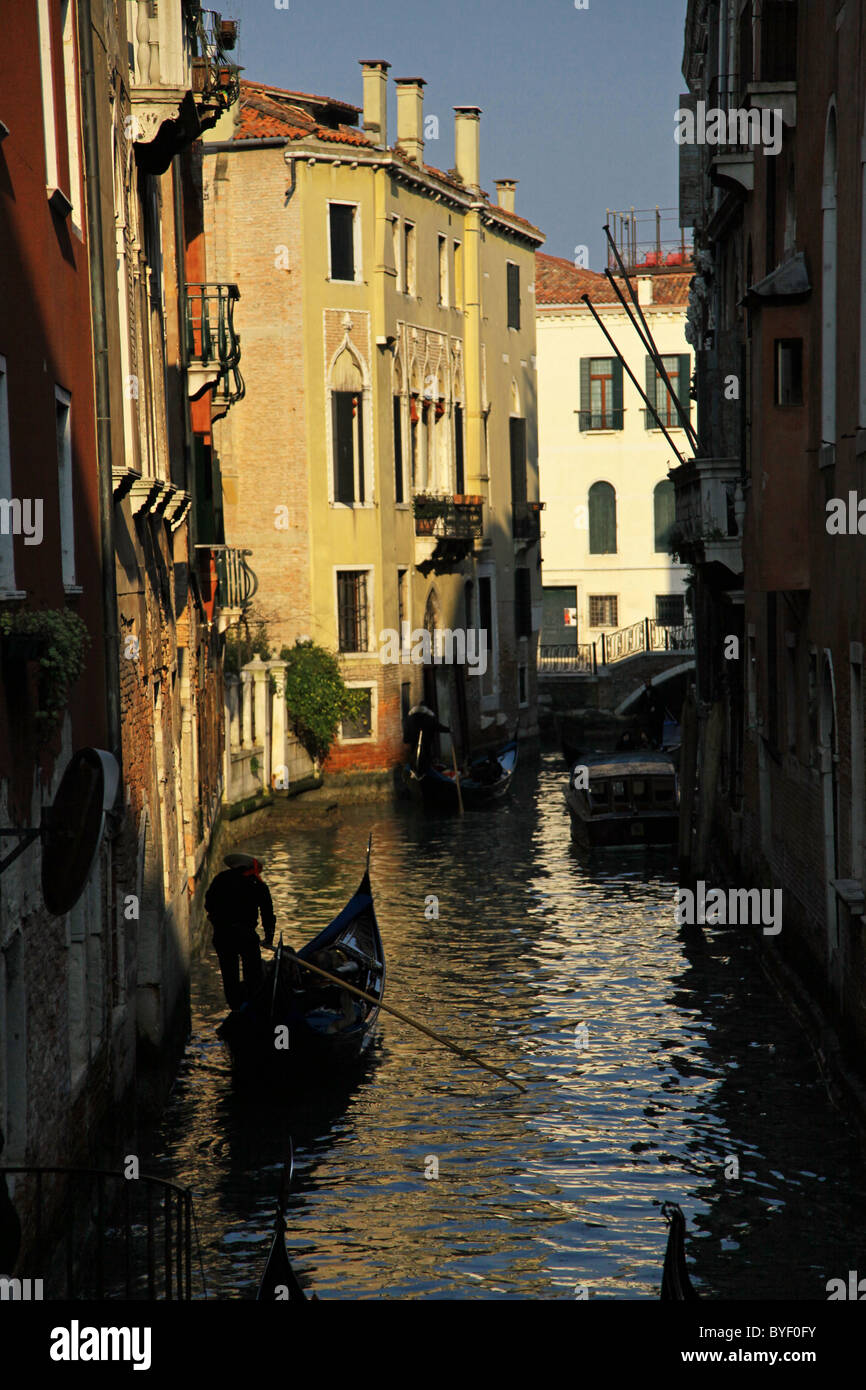 Gondolier in Dorsoduro district Venice Italy Stock Photo