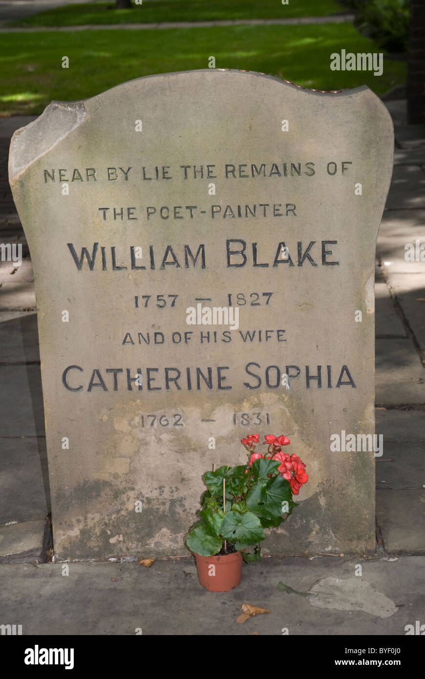 Grave of William Blake 1757-1827 Bunhill Fields Cemetery London E1 Stock Photo
