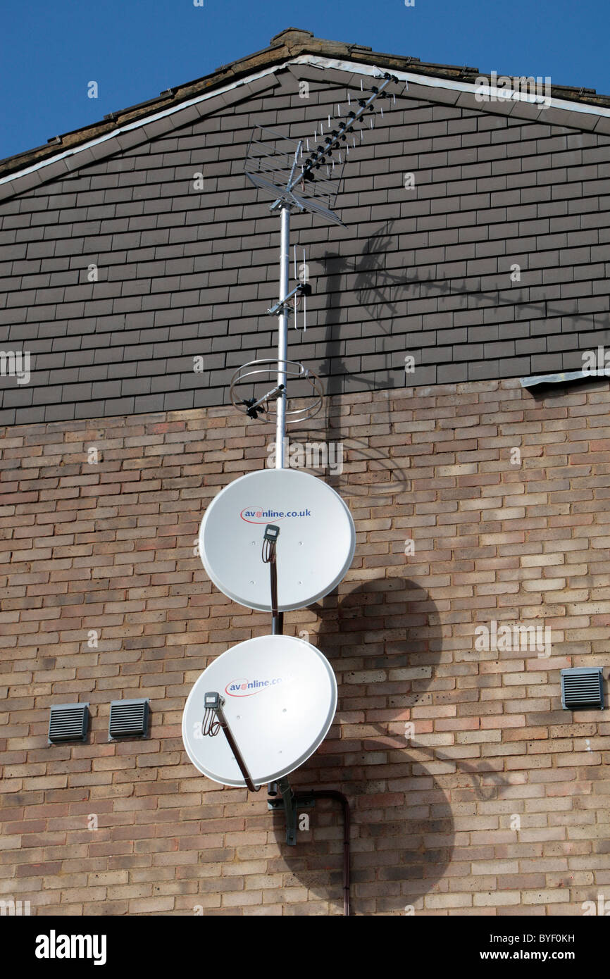 Television satellite dishes on residential property in Hounslow, West