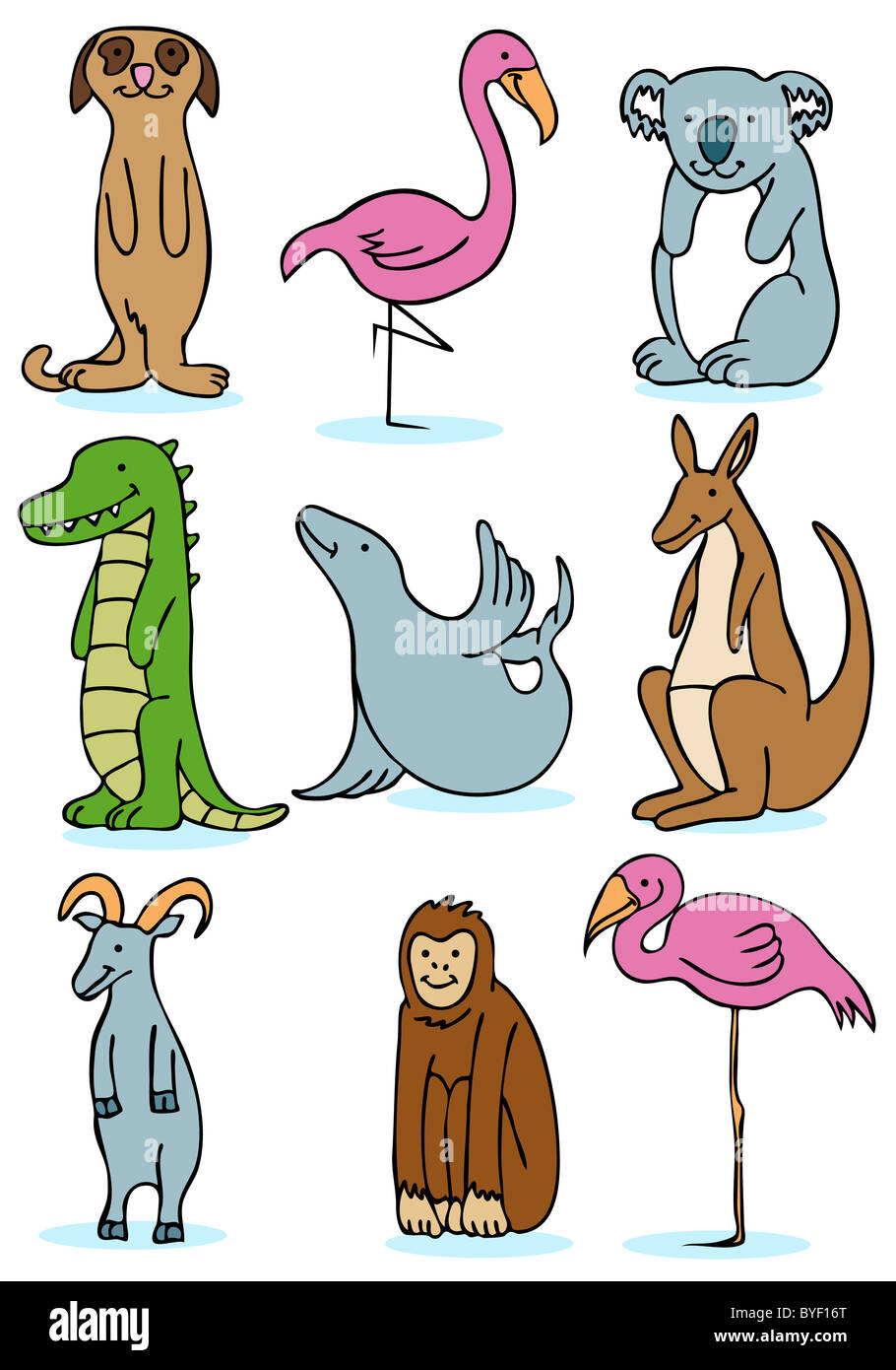 Set of 9 zoo animals Stock Photo - Alamy